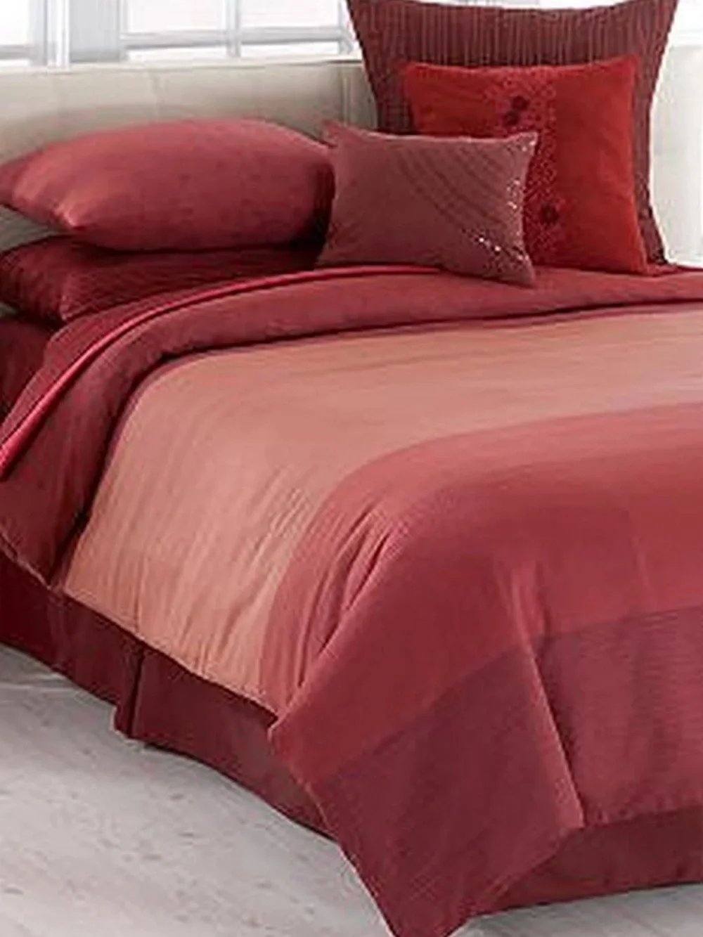 Calvin Klein Striped Comforter in Red and Orange RARE 2007 cotton weave